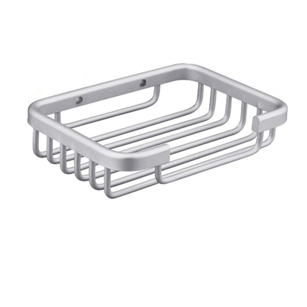 YARNOW 2pcs Space Aluminum Soap Dish Soap Tray Holder Mesh Drainage for Bathroom Silver Rack Storage Stand