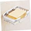 YARNOW 2pcs Space Aluminum Soap Dish Soap Tray Holder Mesh Drainage for Bathroom Silver Rack Storage Stand view 2