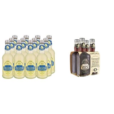 Fentimans Traditional Victorian Lemonade 275 ml (Pack of 12) & Curiosity Cola, 4 x 275ml