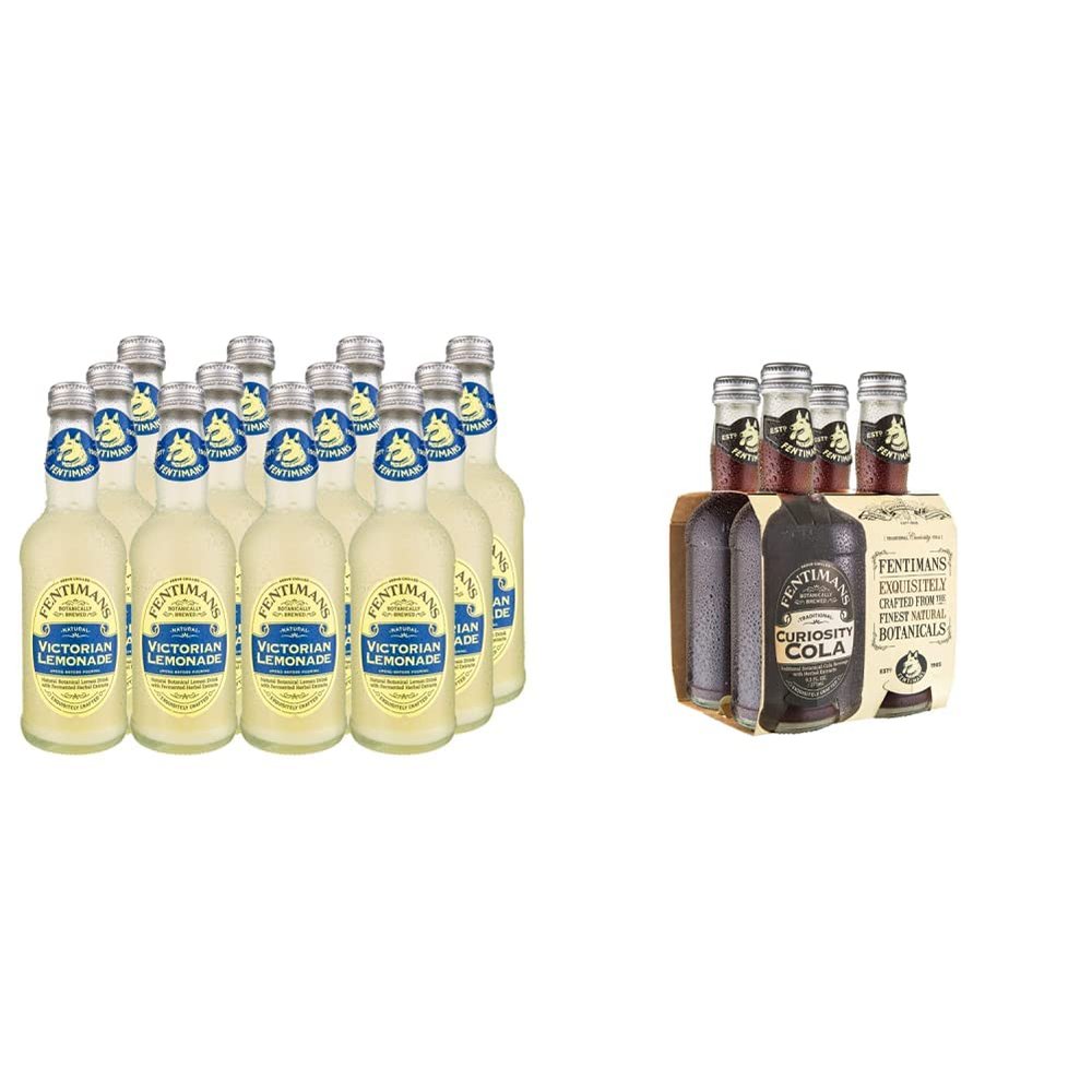 Fentimans Traditional Victorian Lemonade 275 ml (Pack of 12) & Curiosity Cola, 4 x 275ml