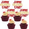 24Pcs Mother's Day Cupcake Topper Happy Mother's Day Cupcake Picks Red Gold Glitter Best Mom Party Cake Decorations Cupcake Toppers Picks for Mother's Birthday Party Supplies