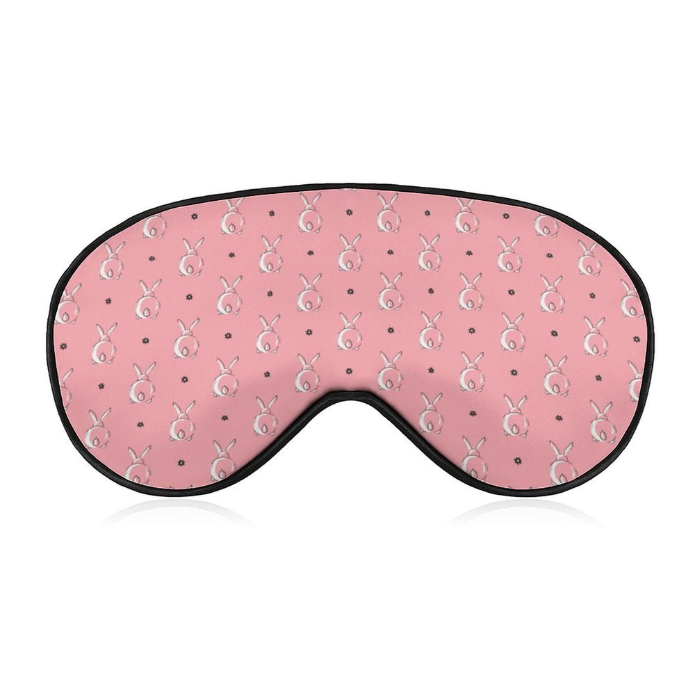 Cute Rabbit Pattern Weighted Eye Mask Sleep Blindfold Adjustable Head Straps Eye Cover