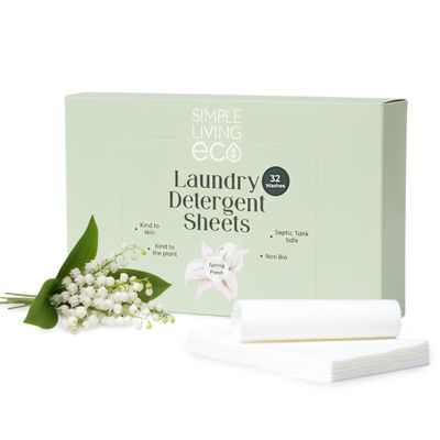 Simple Living Eco, Laundry Washing Detergent Sheets, Simplify Your Washing With Our Compact Laundry Sheets, Eco Washing, Non Bio & Skin-Friendly, (32 Sheet Pack, Spring Fresh) 1 Pack
