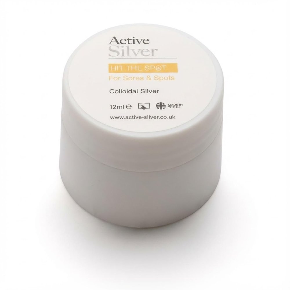 Active Silver - Hit the Spot, Colloidal Silver - Face Blemish Cream - Contains 25ppm, Aloe Vera, Zinc, Vitamin E and more Natural Ingredients - For Facial Sores and Spots - 12ml