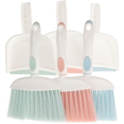 Zerodeko 3 Sets Cleaning Kit Mini Broom and Dustpan Indoor Broom Dustpan Brush for Home Use Cleaning Brush for Tidy Living