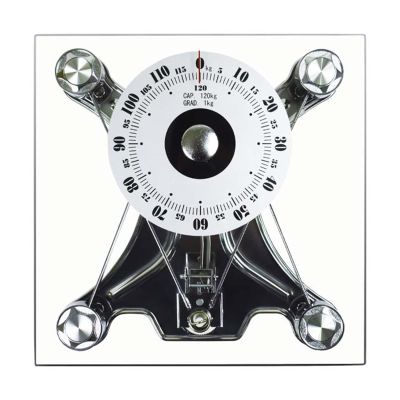 Analog Bathroom Scale/Mechanical Weight Scale,Sturdy Tempered Glass Platform, Analog dial, Easy to Read,The Error can be Adjusted, 120kg Capacity Suitable for Home, Schools, Medical Institutions ( Si