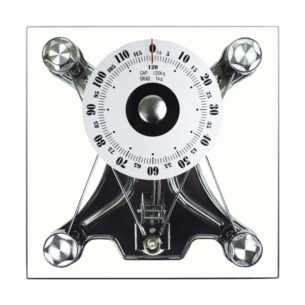 Analog Bathroom Scale/Mechanical Weight Scale,Sturdy Tempered Glass Platform, Analog dial, Easy to Read,The Error can be Adjusted, 120kg Capacity Suitable for Home, Schools, Medical Institutions ( Si