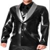 Latex Suit Buttons, Front Turn-Down Collar, Pocket Flaps, Rubber Coat, Top Jackets,Purple with Silver,S view 1