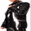 Latex Suit Buttons, Front Turn-Down Collar, Pocket Flaps, Rubber Coat, Top Jackets,Purple with Silver,S view 2