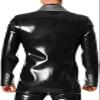 Latex Suit Buttons, Front Turn-Down Collar, Pocket Flaps, Rubber Coat, Top Jackets,Purple with Silver,S view 3