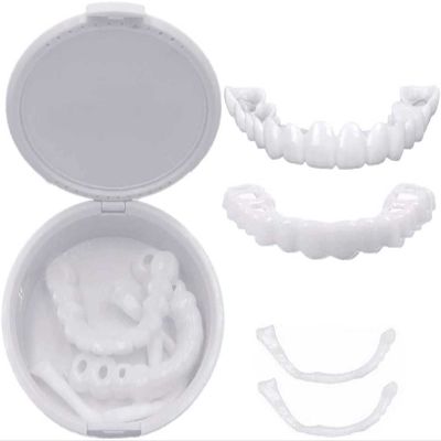 2 Pairs Instant Veneers Dentures, Cosmetic Teeth Clip in Veneers Teeth for Upper and Lower, Temporary False Teeth, Veneers Teeth for Men Women Adult