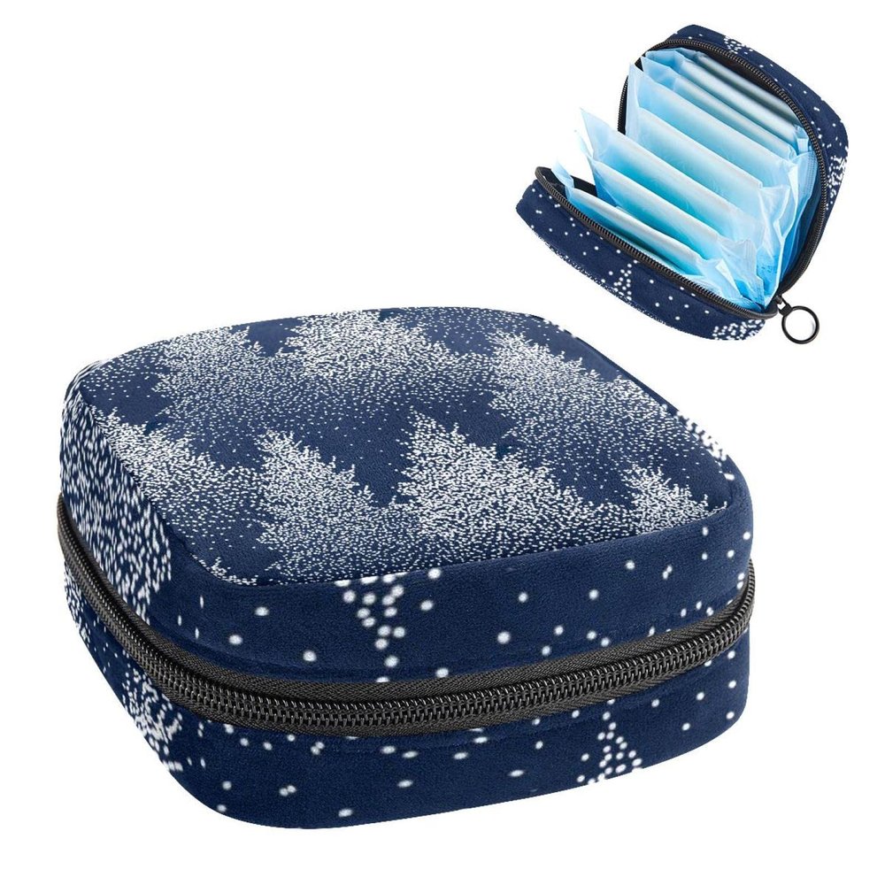Sanitary Napkin Storage Bag, Period Kit Bag for School, Menstrual Cup Pouch, Sanitary Napkin Pads Organiser Bag, Trees