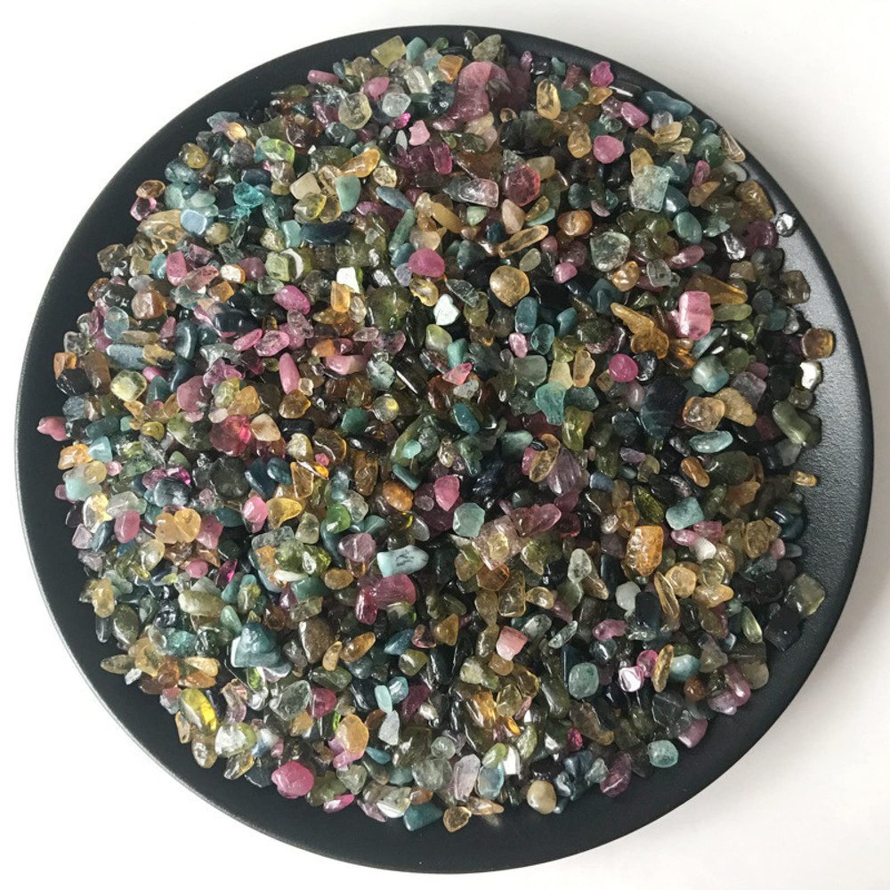 100g Natural Rainbow Tourmaline Gravel Polished Tumbled Gemstone Crystal Stones and Crystals,100g 3-5mm