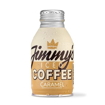Jimmy's Iced Coffee Caramel BottleCan 275 ml | Refreshing, Ready to Drink Rainforest Alliance Arabica Chilled Coffee Energy Drink