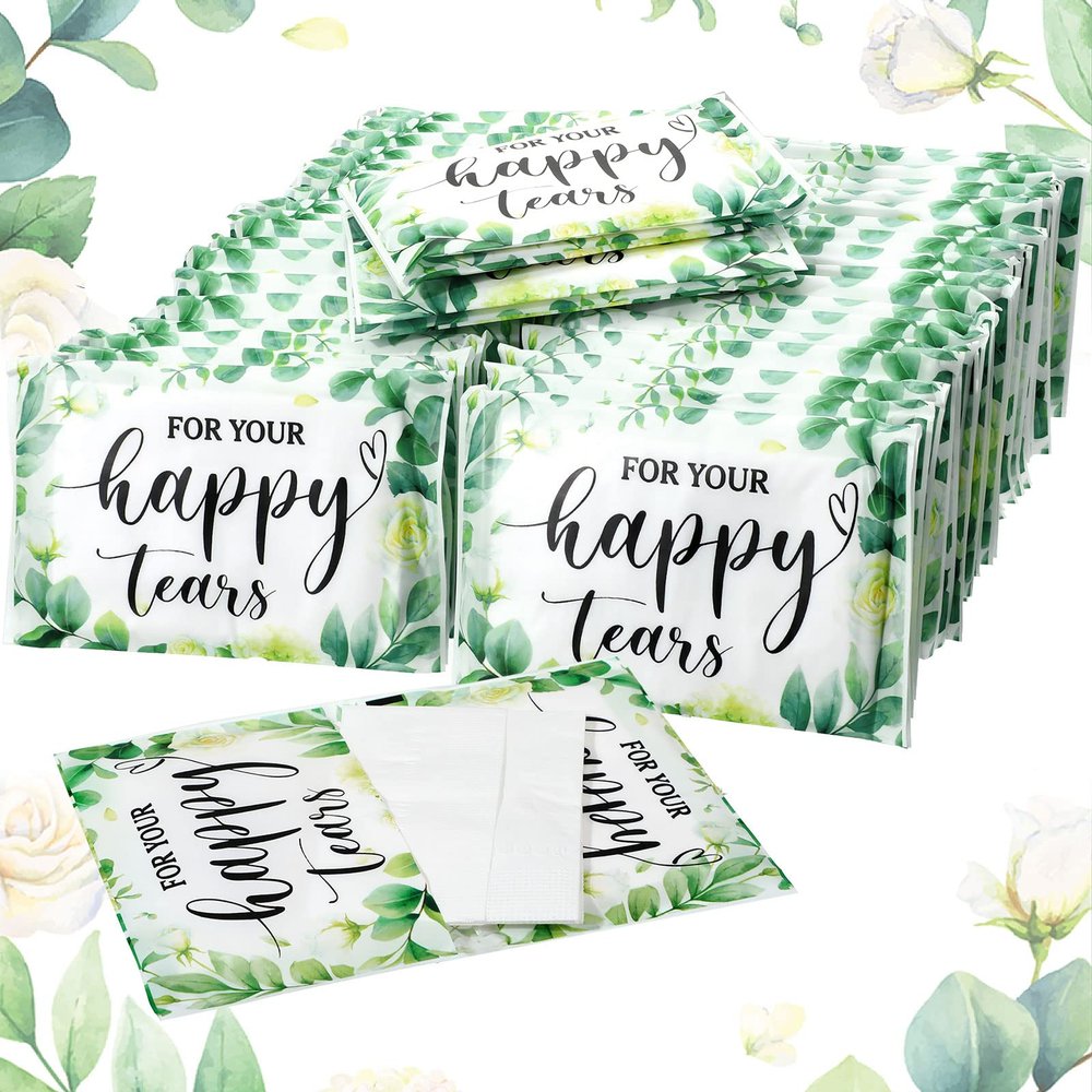 Lincia 100 Packs for Your Happy Tears Pocket Tissues Mini 3 Ply Wedding Tissues Packs for Guests Paper Travel Tissues Pocket Tissues Travel Packs Facial Tissues Bulk for Wedding Shower Party Favor