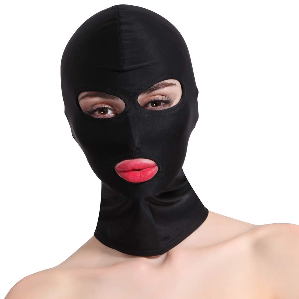 AlevRam Sexy Hood Mask Open Mouth Slider Headwear for Mysterious Games Cosplay Party (M, Black), black