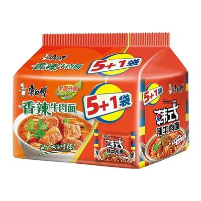 Infinitely Great Home Decor Center 5+1 Kangshifu Chinese Food Snack Instant Noodles - Pack of 6 (Mixed Flavor) (x5+x1)