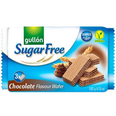 (3 Pack) Sugar Free Chocolate Wafers - Pack of 3 x 180g - Digestives Vaniand Chip Cookies - Enjoy the Wonderful Taste Of Chocolate Wafers But Without All Of The Added Sugers