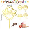 20 PCS Happy Birthday Cake Topper Double-Sided Acrylic Cake Toppers Picks Glitter Bling Dessert Toppers for Birthday Party Anniversary Cake Pastries DIY Decorations view 2