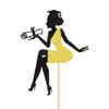 Cyodoos 1 PC High Heel Girl Graduation Cake Topper with Grad Cap Diploma 2023 Graduation Cake Pick 2023 Senior Graduation Cake Decorations for 2023 Girl Graduation Theme Party - Black Gold Glitter view 3