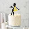 Cyodoos 1 PC High Heel Girl Graduation Cake Topper with Grad Cap Diploma 2023 Graduation Cake Pick 2023 Senior Graduation Cake Decorations for 2023 Girl Graduation Theme Party - Black Gold Glitter view 4