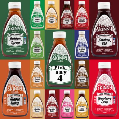 The Skinny Food Co. Sauces, Salad Dressings & Syrups Pick Any 4 Bottle Gluten Free, Low Calorie, Sugar Free - 425ml