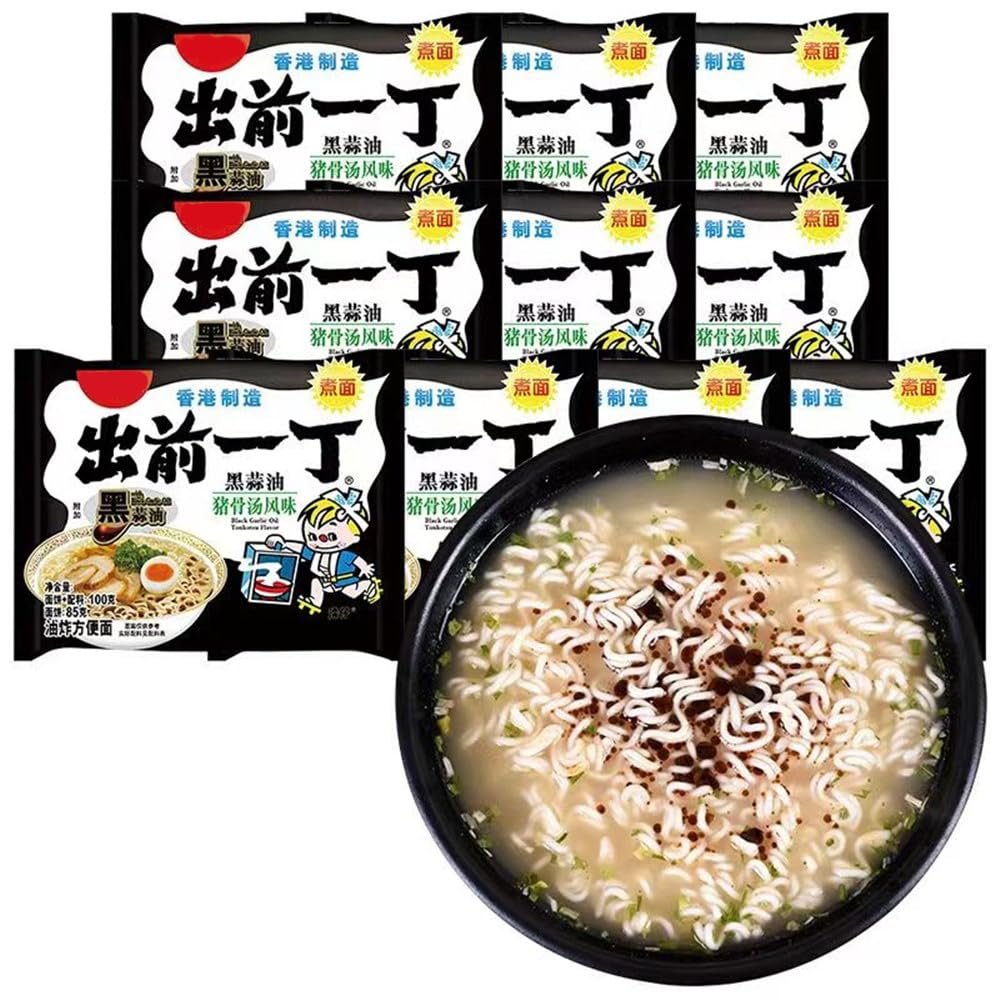 Infinitely Great Home Decor Center Chinese Food Snack Instant Noodles 100g - Pack of 10 (Black Garlic Oil Tonkotsu Flavour)