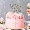 16 Pieces Baptism Cake Toppers Crossing Cupcake Toppers Gold Mirror Acrylic Cake Topper Baptism Decor Christian Decorations (Elegant Style) view 4