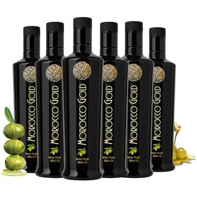 Morocco Gold Early Harvest Olive Oil Extra Virgin - Polyphenol Rich 652mg/kg - Pure & 100% Natural with 4 Years Shelf life - Fresh Harvest Cold Pressed EVOO - (6 Bottles For The Price of 5) 500ml