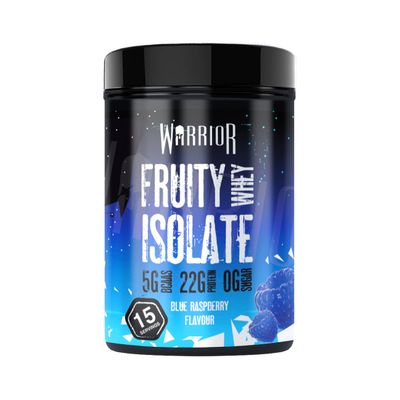 Warrior Fruity Whey Isolate  Clear Whey Protein Powder, 21g per Serving  Lean Muscle Growth Supplement  Light & Refreshing Post Workout Protein Shake, Low Sugar  15 Servings (Blue Raspberry, 375g)