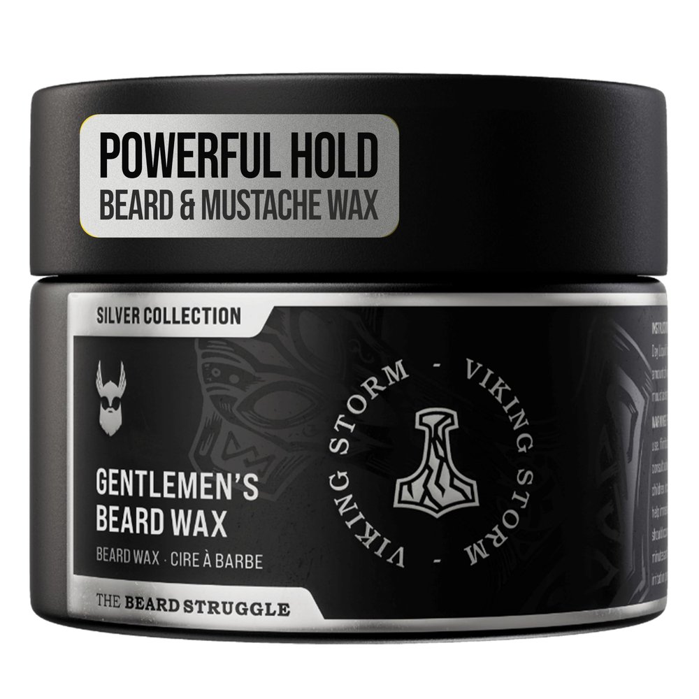 The Beard Struggle - Gentlemen's Beard & Moustache Wax - Silver Collection - Viking Storm - 50g / 1.76 US. oz. Warrior-Glass Jar