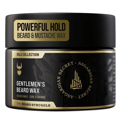 The Beard Struggle - Gentlemen's Beard & Moustache Wax - Gold Collection - Asgardian Secret - 50g / 1.76 US. oz. Warrior-Glass Jar