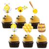Gyufise 36Pcs Bumble Bee Cupcake Toppers Flower Sweet Bee Honeycomb Cupcake Picks Flower Oh Babee Cake Picks for Bee theme Baby Shower Kids Boys Girls Birthday Party Cake Decorations Supplies view 1