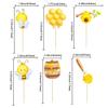 Gyufise 36Pcs Bumble Bee Cupcake Toppers Flower Sweet Bee Honeycomb Cupcake Picks Flower Oh Babee Cake Picks for Bee theme Baby Shower Kids Boys Girls Birthday Party Cake Decorations Supplies view 2