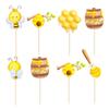 Gyufise 36Pcs Bumble Bee Cupcake Toppers Flower Sweet Bee Honeycomb Cupcake Picks Flower Oh Babee Cake Picks for Bee theme Baby Shower Kids Boys Girls Birthday Party Cake Decorations Supplies view 3