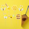Gyufise 36Pcs Bumble Bee Cupcake Toppers Flower Sweet Bee Honeycomb Cupcake Picks Flower Oh Babee Cake Picks for Bee theme Baby Shower Kids Boys Girls Birthday Party Cake Decorations Supplies view 4