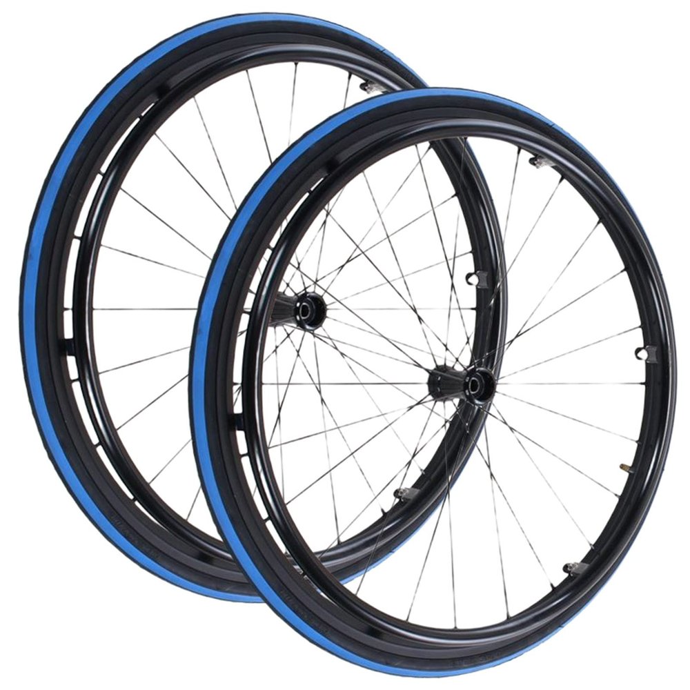 24inch Aluminum Rear Wheels For Sport Wheelchairs, Non-slip Pneumatic Caster With Handrim, 24 Spokes, 12mm Bearings, 2 Pcs