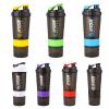 3 Layer Shaker Bottle Protein Mixing Shake Cup Sports Fitness Water Cup 550ml Scaled Plastic Water Bottles with Medicine Box (Yellow) view 1