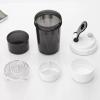 3 Layer Shaker Bottle Protein Mixing Shake Cup Sports Fitness Water Cup 550ml Scaled Plastic Water Bottles with Medicine Box (Yellow) view 2