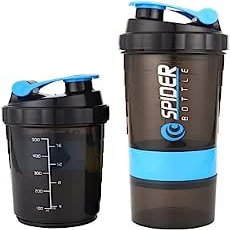 3 Layer Shaker Bottle Protein Mixing Shake Cup Sports Fitness Water Cup 550ml Scaled Plastic Water Bottles with Medicine Box (Green)