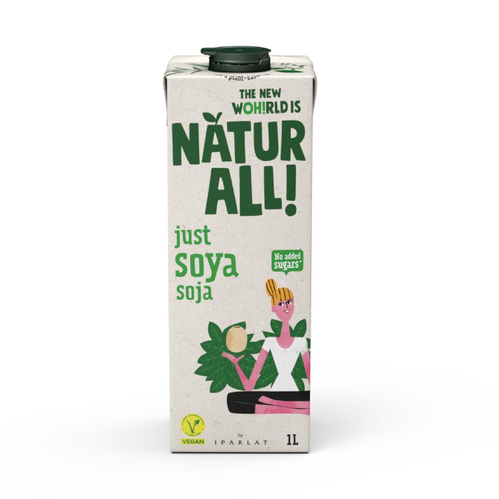 NATUR-ALL | Just Soya Drink 1L - Plant-Based Milk Alternative, Clean Label, 3 Simple Ingredients, No Added Sugar, Dairy-Free, Vegan, Long Life (Pack of 6)