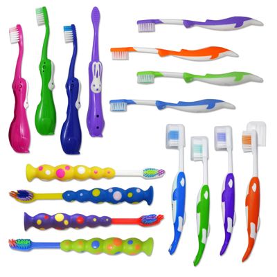 32 Childrens Toothbrushes ~ Bulk Packs Kids Manual Brushes (Mixed)