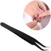 Lash Tweezers - Pack of 2 Stainless Steel Eyelash Extension Tools | Straight & Curved Tip False Lash Application (Black) view 3
