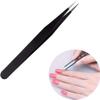Lash Tweezers - Pack of 2 Stainless Steel Eyelash Extension Tools | Straight & Curved Tip False Lash Application (Black) view 4