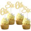 Gyufise 24Pcs 6th Birthday Cupcake Toppers Glitter Cheer to 6 Years Old Sixth Birthday Six Cupcake Picks for Baby Shower 6th Birthday Party Cake Decorations Supplies Gold view 1