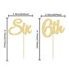 Gyufise 24Pcs 6th Birthday Cupcake Toppers Glitter Cheer to 6 Years Old Sixth Birthday Six Cupcake Picks for Baby Shower 6th Birthday Party Cake Decorations Supplies Gold view 2