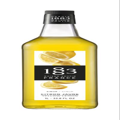 1883 Maison Routin Premium Yellow Lemon Syrup Made with Pure Cane Sugar for Cocktails, Lemonades & Mocktails - Zesty Citrus Flavour, No Preservatives - 1L Glass Bottle