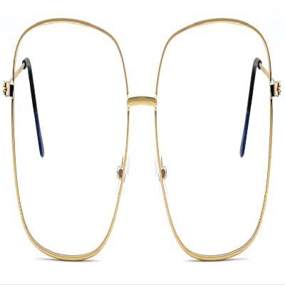 KAEOISFU Oversized Fashion Square Metal Reading Glasses Women Men, Large Blue Light Blocking Computer Readers, Anti Glare Extra Big Wide Frame Eyeglasses