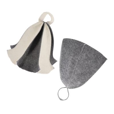 BIUDECO Absorbent Felt Sauna Hats 2pcs Thickened Portable Bathing Steam Caps Lightweight Felt Hats for Spa and Home Sauna Use Gray and Black-white