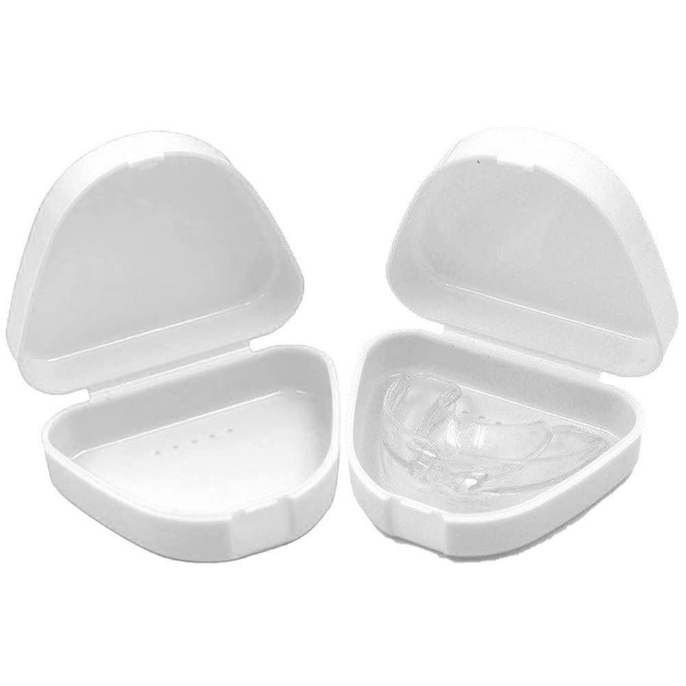 vepoty Denture Storage Container 2pcs Portable Denture Storage Case with Vent Holes Orthodontic Mouth Guard Denture Case